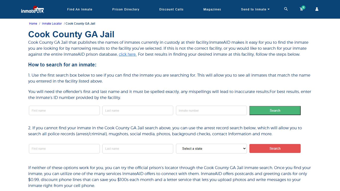 Cook County GA Jail - Help for Inmates Before, During and After Prison